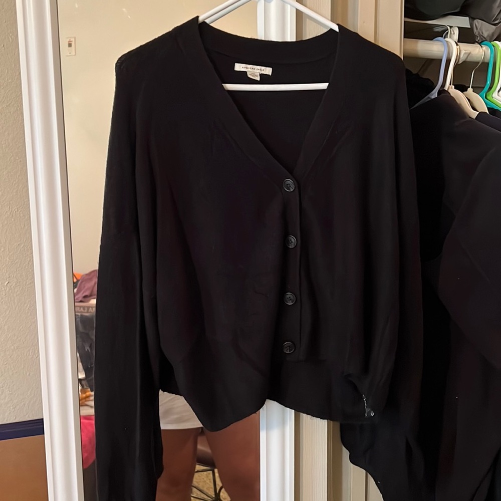 Americans Eagle black button up cardigan NWOT